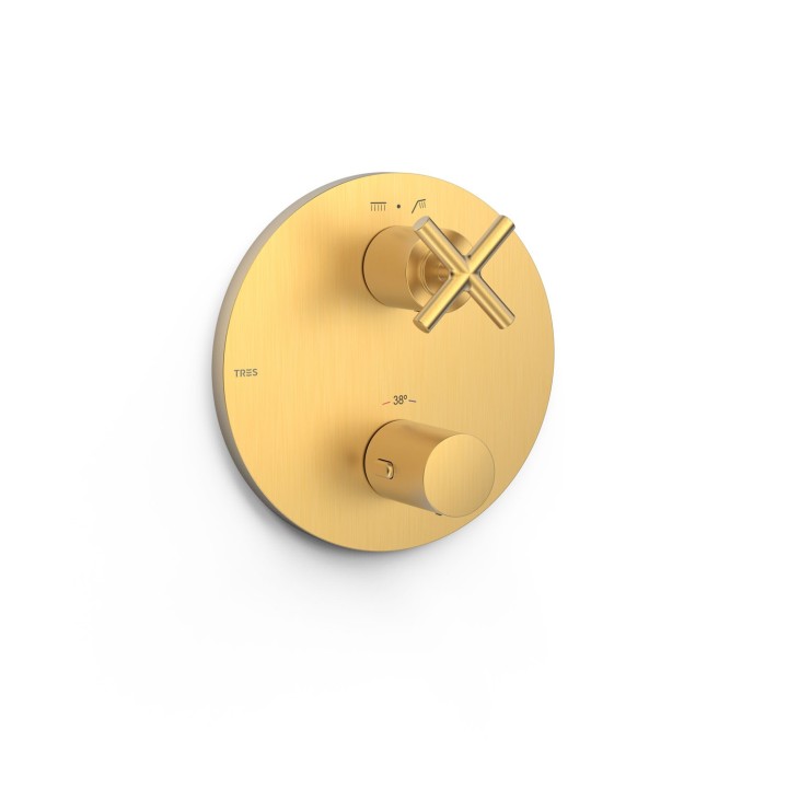 Termostático ducha empotrado 2-Vías MONTBLANC-TRES THERM-BOX oro mate - 28325001OM 1