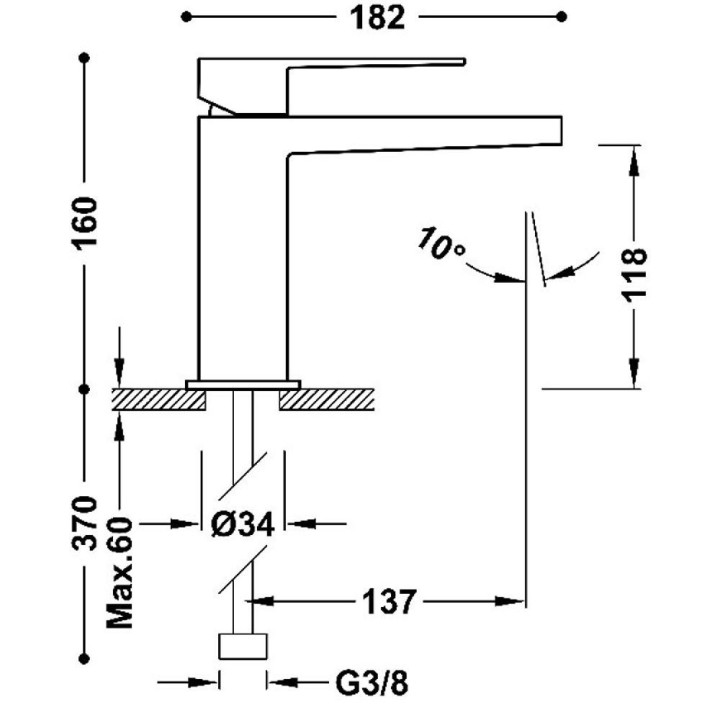 Monomando lavabo SLIM-TRES acero - 20210301AC 2