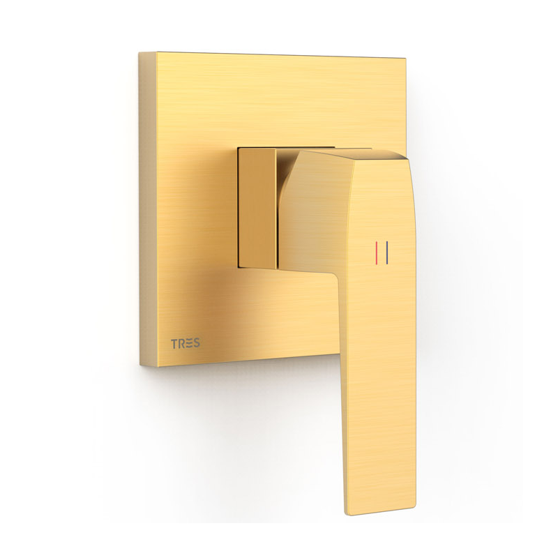 Monomando ducha empotrado 1-vía SLIM-TRES RAPID-BOX oro mate - 20227810OM