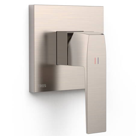 Monomando ducha empotrado 1-vía SLIM-TRES RAPID-BOX acero - 20227810AC - Tres