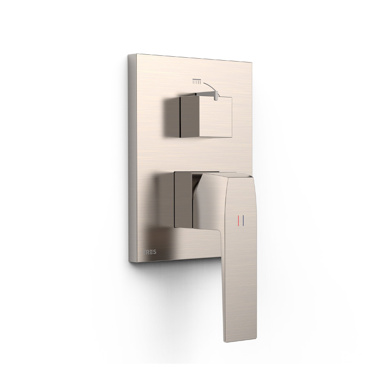 Monomando ducha empotrado 2-vías SLIM-TRES RAPID-BOX acero - 20228110AC
