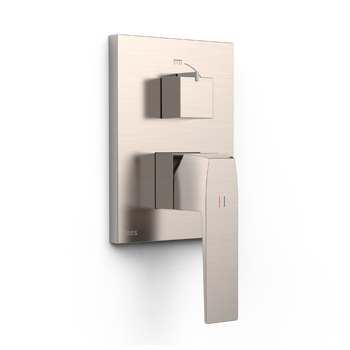Monomando ducha empotrado 2-vías SLIM-TRES RAPID-BOX acero - 20228110AC 1