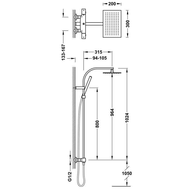 Conjunto termostático ducha OVER-WALL cromo - 19039306 2