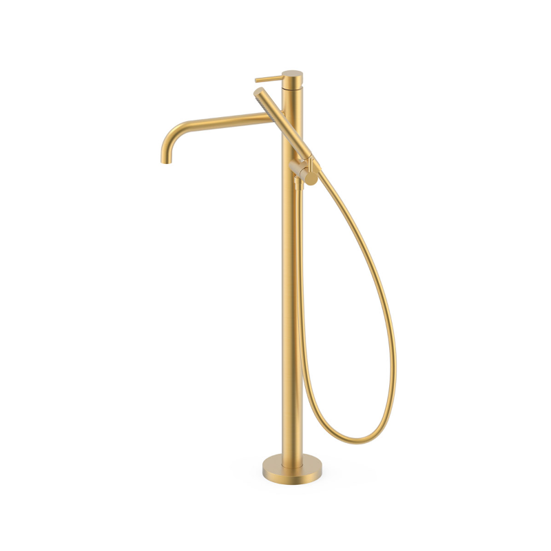 Monomando baño-ducha a suelo STUDY-TRES oro mate - 26247005OM
