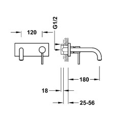 Monomando lavabo empotrado STUDY-TRES oro mate - 2623003*OM