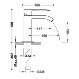 Monomando lavabo cascada CUADRO-TRES acero - 00610101AC 2