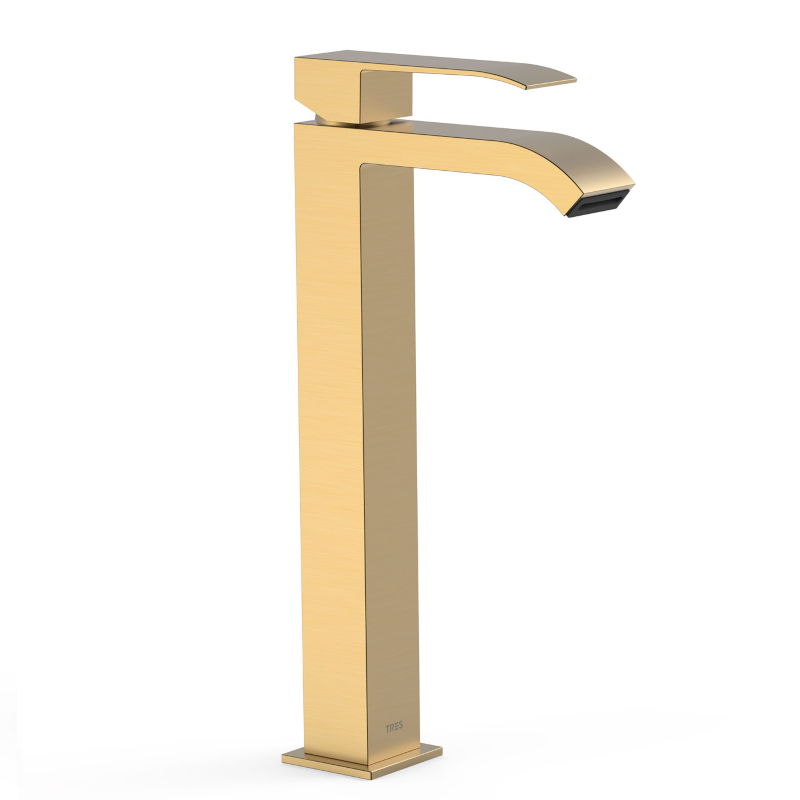 Monomando lavabo alto XL cascada CUADRO-TRES oro mate - 00681001OM