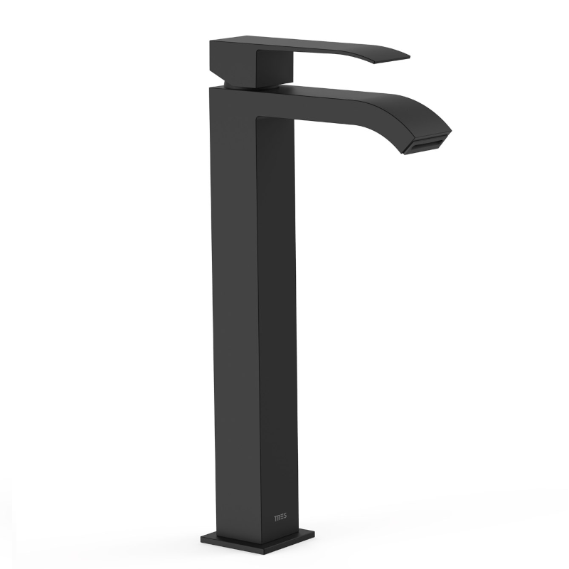 Monomando lavabo alto XL cascada CUADRO-TRES negro mate - 00681001NM