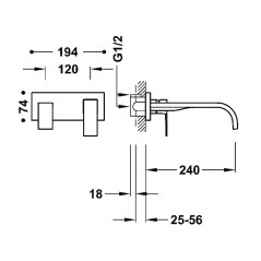 Monomando lavabo empotrado CUADRO-TRES oro mate - 0063001*OM - Tres