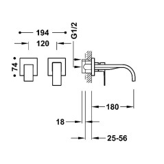 Monomando lavabo empotrado CUADRO-TRES oro mate - 0063002*OM