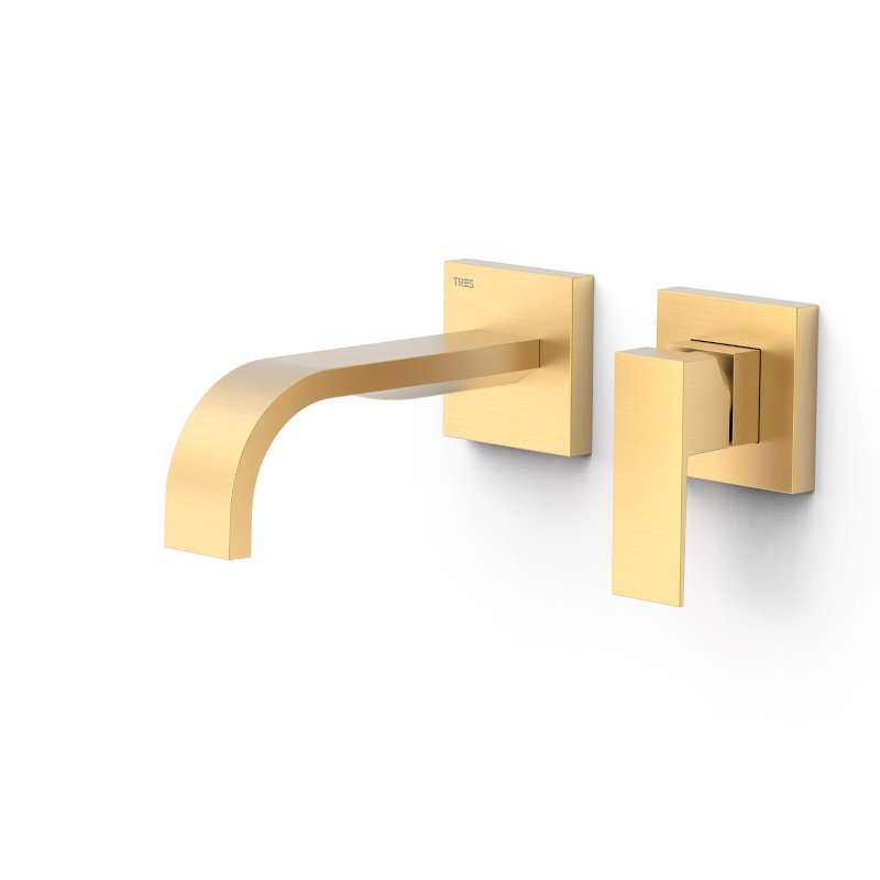 Monomando lavabo empotrado CUADRO-TRES oro mate - 0063002*OM