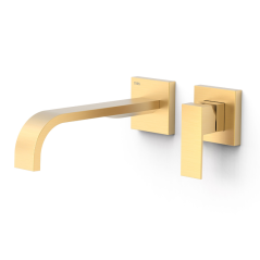 Monomando lavabo empotrado CUADRO-TRES oro mate - 0063002*OM - Tres
