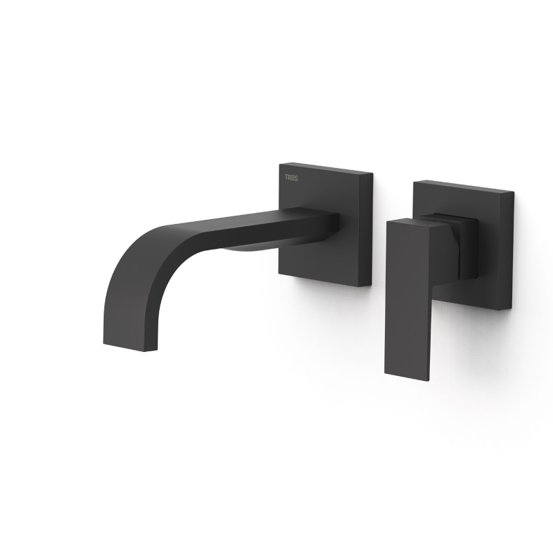 Monomando lavabo empotrado CUADRO-TRES negro mate - 0063002*NM