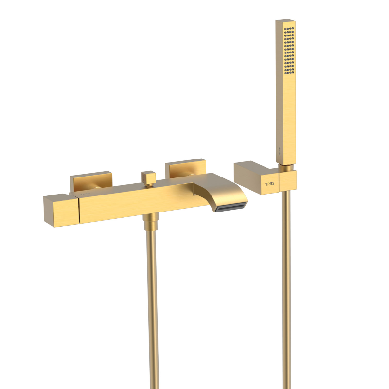 Monomando baño-ducha CUADRO-TRES oro mate - 0071700203OM