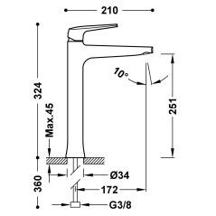 Monomando lavabo alto XL FUJI-TRES acero - 28180301AC