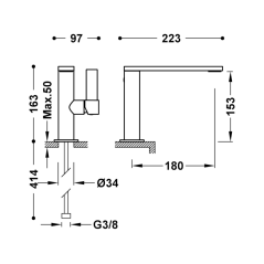 Monomando lavabo maneta lateral PROJECT-TRES cromo - 21120501