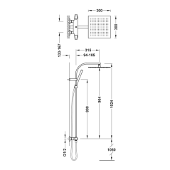 Conjunto termostático ducha OVER-WALL cromo - 19039305