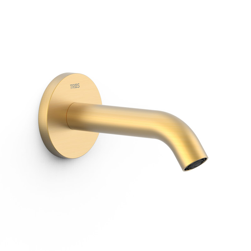 Caño fijo pared TRES oro mate - 26218004OM