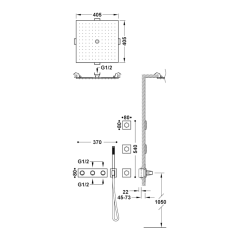 Kit termostático ducha empotrado 4-vías B-SYSTEM acero - 30725406AC