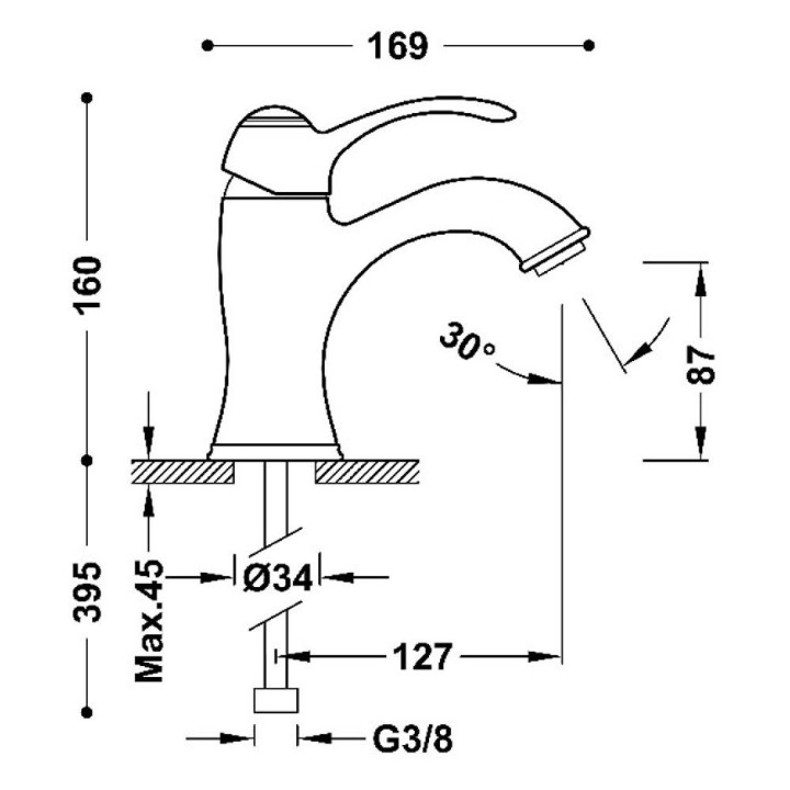 Monomando lavabo TRES-CLASIC latón viejo mate - 24210301LM 2