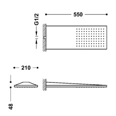 Rociador ducha a pared 21x55mm TRES acero - 29990302AC