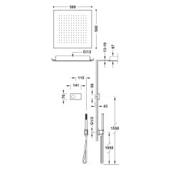 Kit termostático electrónico ducha empotrado 2-vías SHOWER TECNOLOGY negro mate - 09288561NM