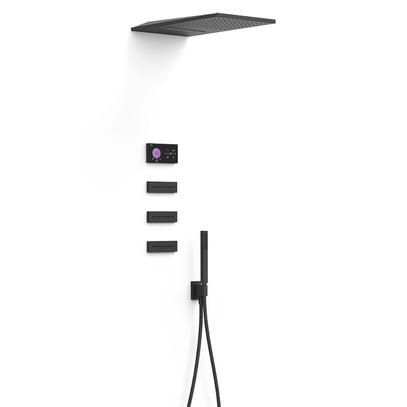 Kit termostático electrónico ducha empotrado 4-vías negro mate - 09288408NM Kit termostático electrónico ducha empotrado 4-vías negro mate - 09288408NM