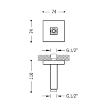 Brazo techo 110 mm TRES oro mate - 13452202OM 2