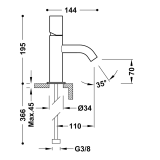Monomando lavabo STUDY-TRES negro mate - 26190301NM 2