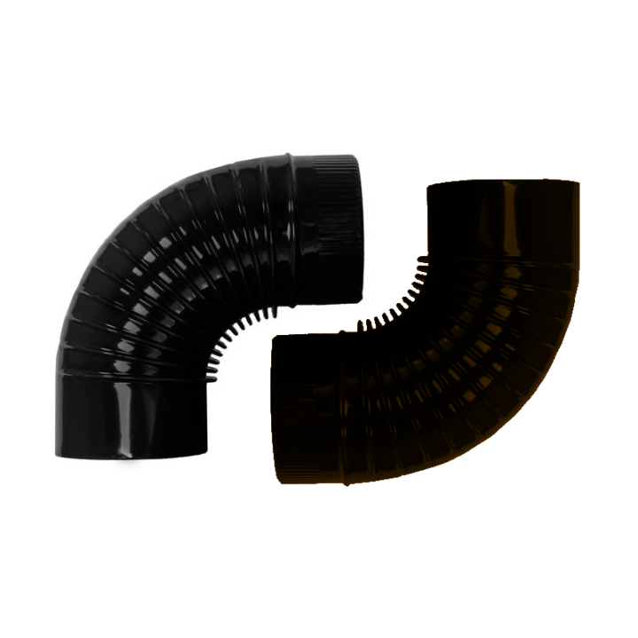 Codo negro mate HERGOM 90º rizado 1