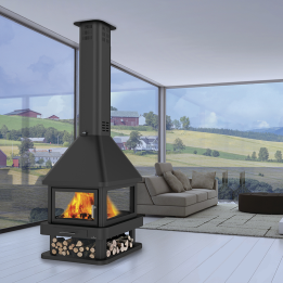 Chimenea de leña central HUELVA 4 caras - Bronpi 1
