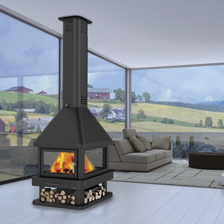 Chimenea de leña central HUELVA 4 caras - Bronpi