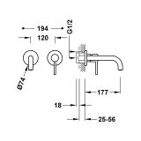 Monomando lavabo empotrado STUDY-TRES blanco mate - 2623002*BM 4