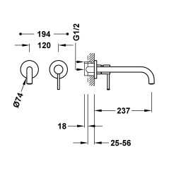 Monomando lavabo empotrado STUDY-TRES blanco mate - 2623002*BM