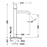 Monomando lavabo alto XL STUDY-TRES negro metalizado - 26130801KM 2