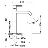 Monomando lavabo alto STUDY-TRES negro metalizado - 26230701KM 2