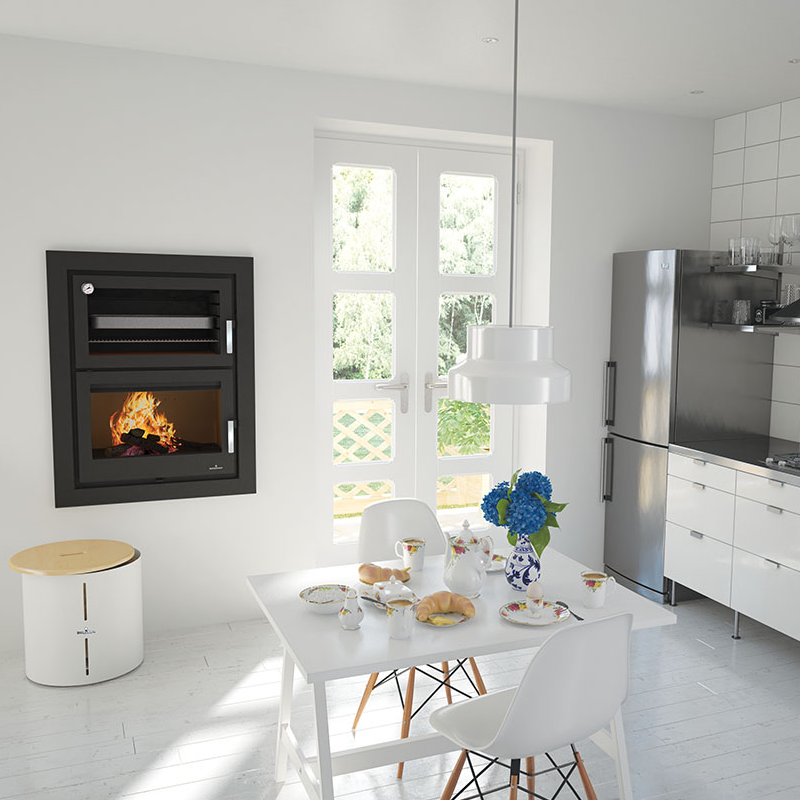 Estufa de leña insertable con horno MURANO-E - Bronpi
