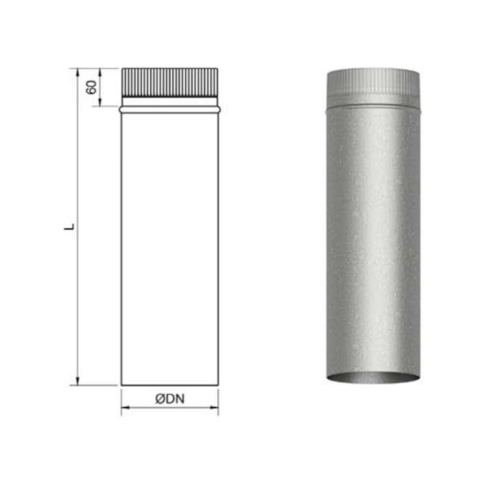 Tubo chimenea galvanizado simple 1 metro 1