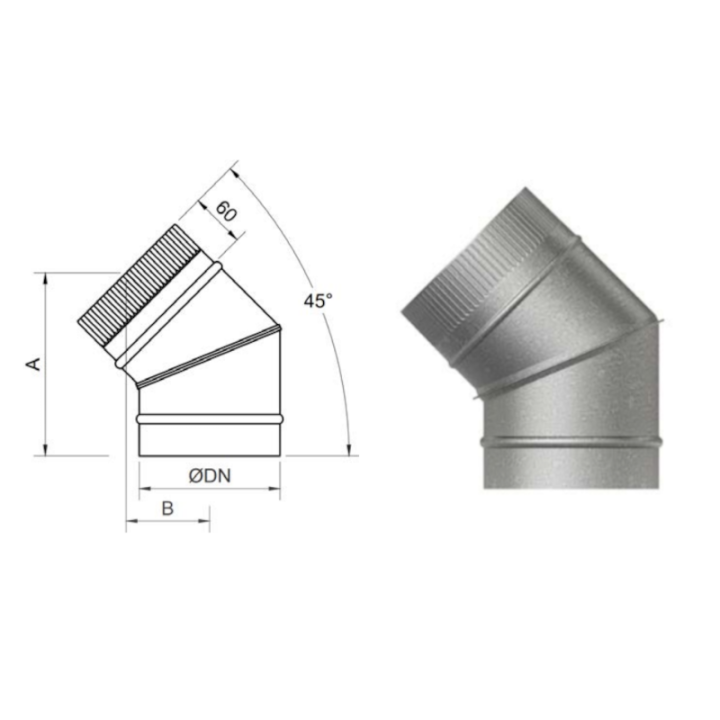 Codo galvanizado 45º sectores 1