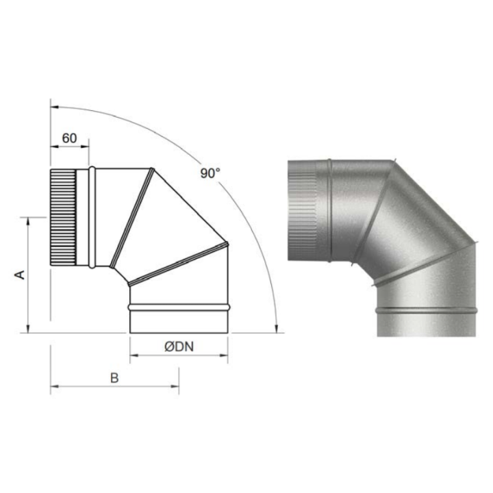 Codo galvanizado 90º sectores 1