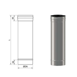 Tubo chimenea acero inoxidable S316 simple 1 metro 1