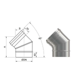 Codo acero inoxidable S316 simple 45º sectores 1