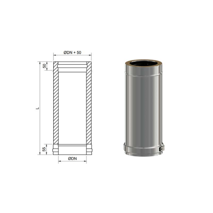 Tubo chimenea acero inoxidable doble pared 1 metro 1