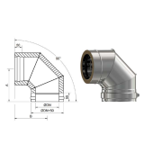 Codo acero inoxidable doble pared 90º sectores 1