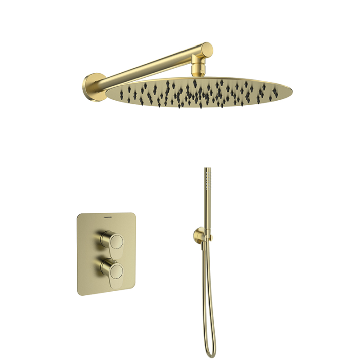 Kit termostático ducha empotrado 2-vías ALEXIA oro cepillado - K3687012OC 1