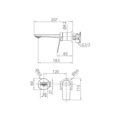 Monomando lavabo empotrado NAPOLES black gun metal - GLN047/BGM