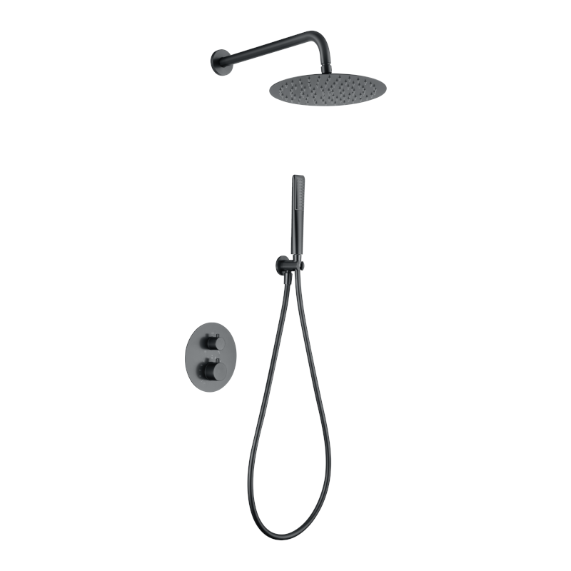 Kit termostático ducha empotrado 2-vías NAPOLES black gun metal - GTN047/BGM