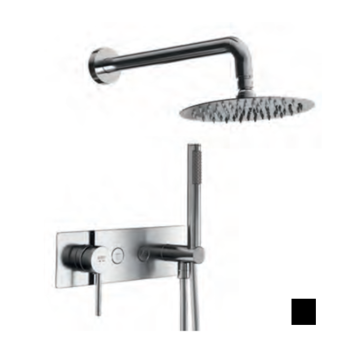 Kit monomando ducha empotrado 2-vías TUBE negro cromo - Pack 148 Wall/BC 1