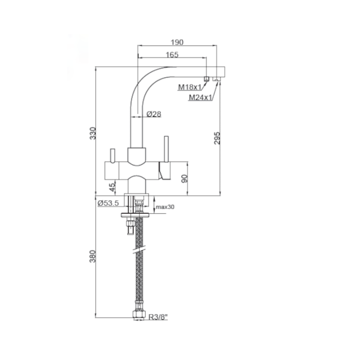 Monomando fregadero osmosis TUBULAR cromo - 82700 2