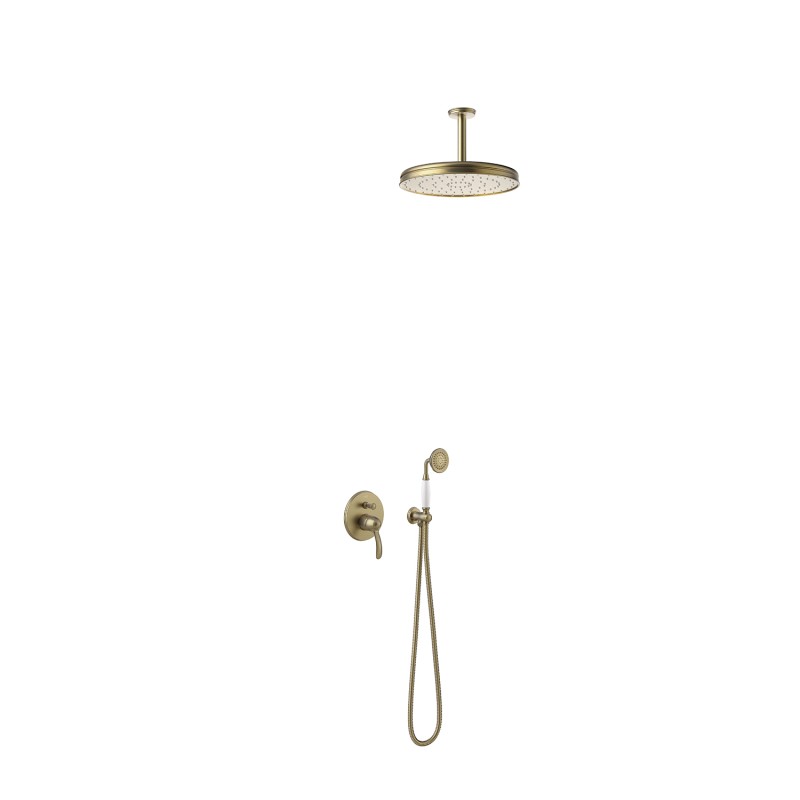 Kit monomando ducha empotrado 2-vías TRES-CLASIC latón viejo mate - 24218004LM
